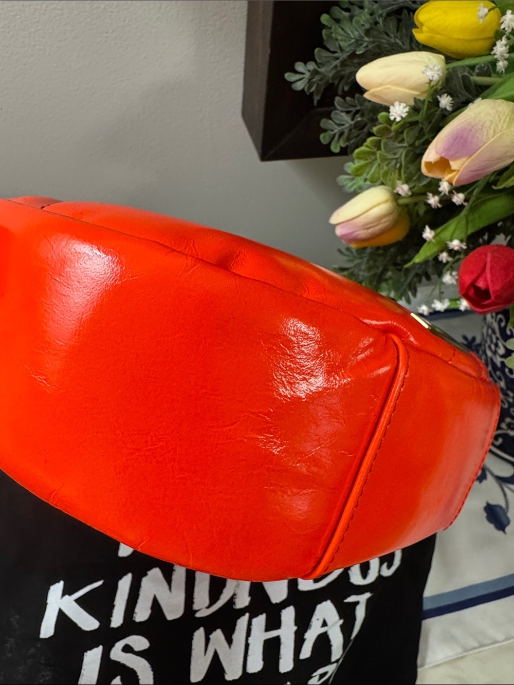 Kurt Geiger Kensington Puff Crescent Shoulder Bag Orange - Picture 7 of 10
